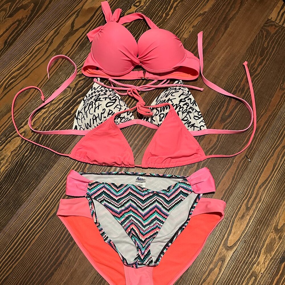 Swimsuit Push-Up Bikini LOT Victoria Secret PINK, Old Navy,Tahiti, Malibu MEDIUM